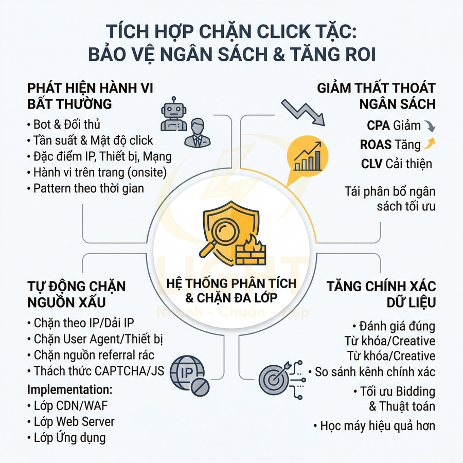 Giải pháp hệ thống phân tích và chặn click tặc đa lớp giúp bảo vệ ngân sách quảng cáo và tăng ROI