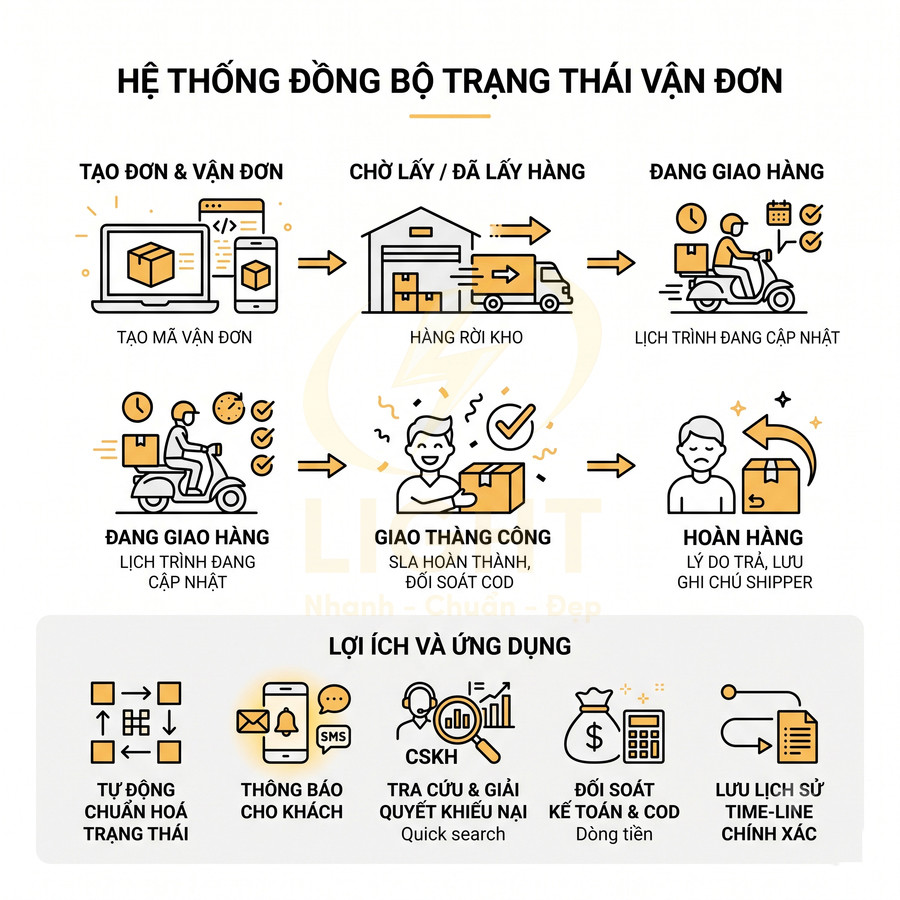 Hệ thống đồng bộ trạng thái vận đơn và lợi ích ứng dụng cho quy trình giao hàng COD