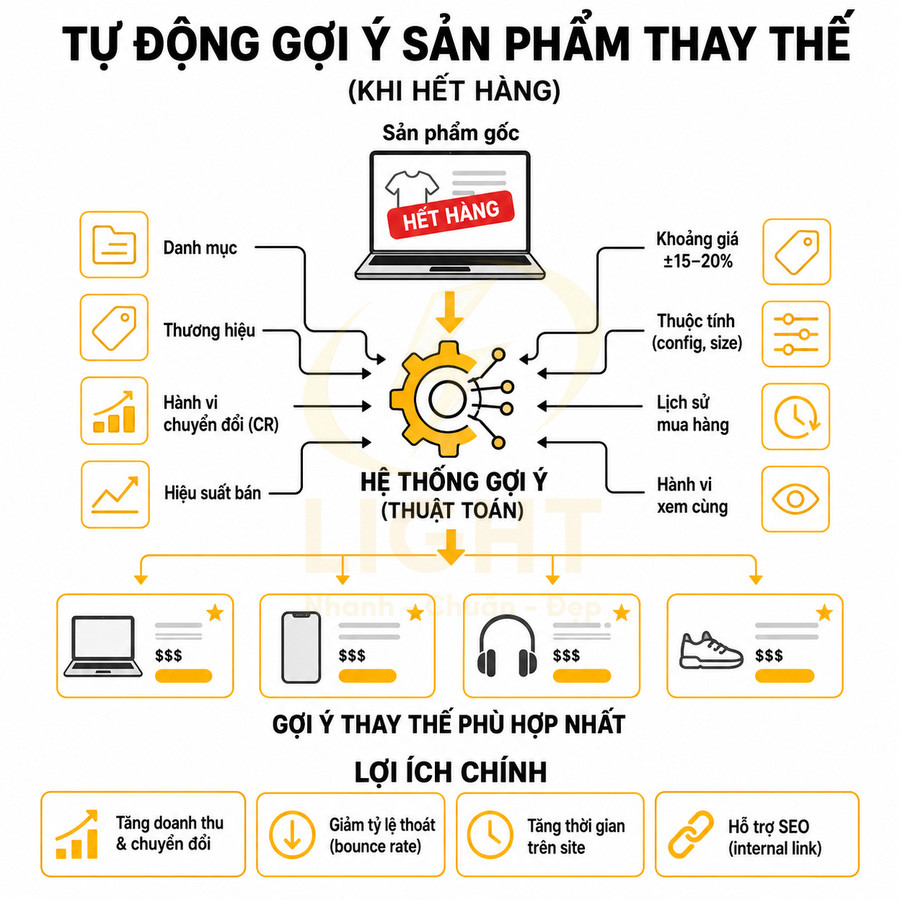 Mô hình hệ thống gợi ý sản phẩm thay thế khi hết hàng trong website thương mại điện tử