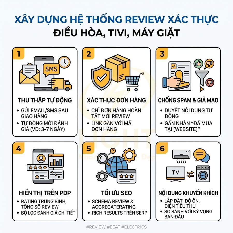 Hướng dẫn xây dựng hệ thống review xác thực cho điều hòa tivi máy giặt với 6 bước chi tiết