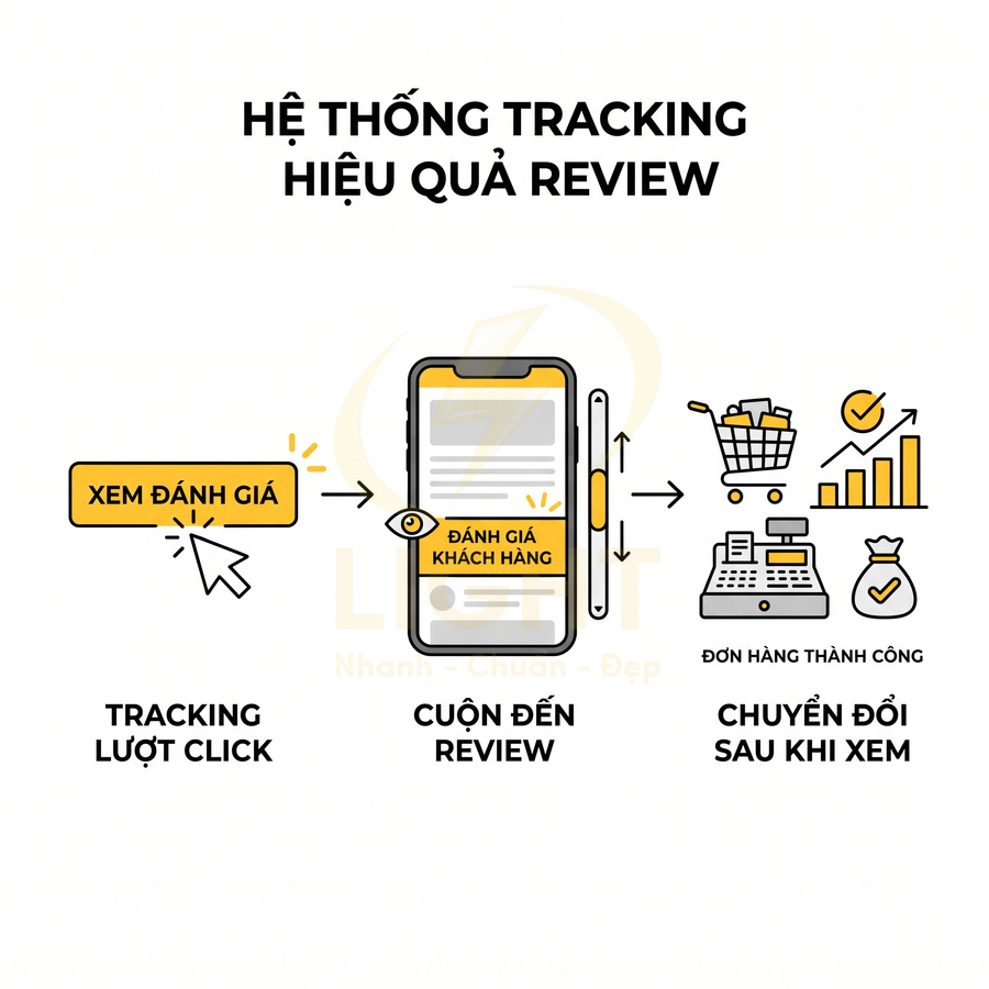 Hệ thống tracking hiệu quả review theo dõi lượt click xem đánh giá đến đơn hàng thành công và chuyển đổi tăng trưởng