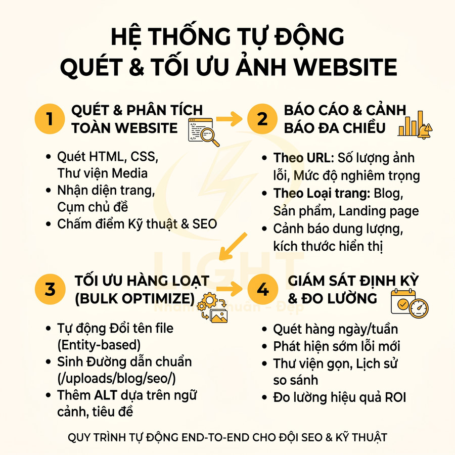 Hệ thống tự động quét và tối ưu hình ảnh website, báo cáo lỗi và tối ưu ALT hàng loạt cho SEO