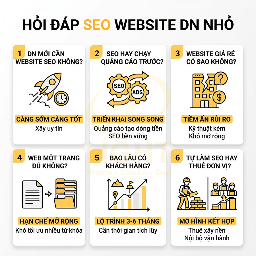Hỏi đáp SEO website cho doanh nghiệp nhỏ với 6 câu hỏi thường gặp và gợi ý giải pháp tối ưu