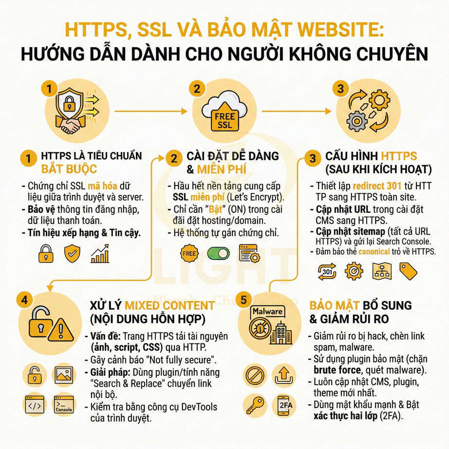 Infographic hướng dẫn HTTPS SSL và bảo mật website cho người không chuyên bằng tiếng Việt