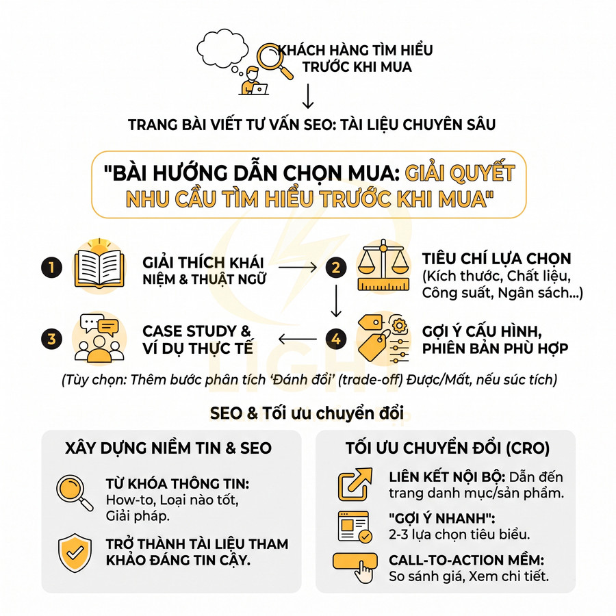 Infographic hướng dẫn viết bài tư vấn SEO giải quyết nhu cầu tìm hiểu trước khi mua và tối ưu chuyển đổi