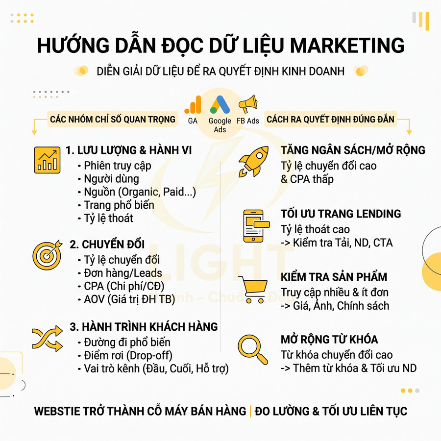 Hướng dẫn đọc dữ liệu marketing với các nhóm chỉ số quan trọng và cách ra quyết định tối ưu quảng cáo
