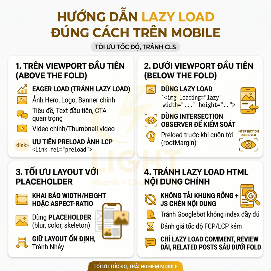 Hướng dẫn tối ưu lazy load hình ảnh trên mobile để tăng tốc độ tải trang và tránh lỗi CLS