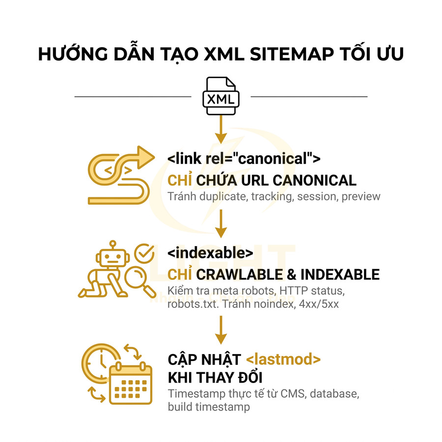Hướng dẫn tối ưu XML sitemap với canonical, indexable và cập nhật lastmod cho SEO