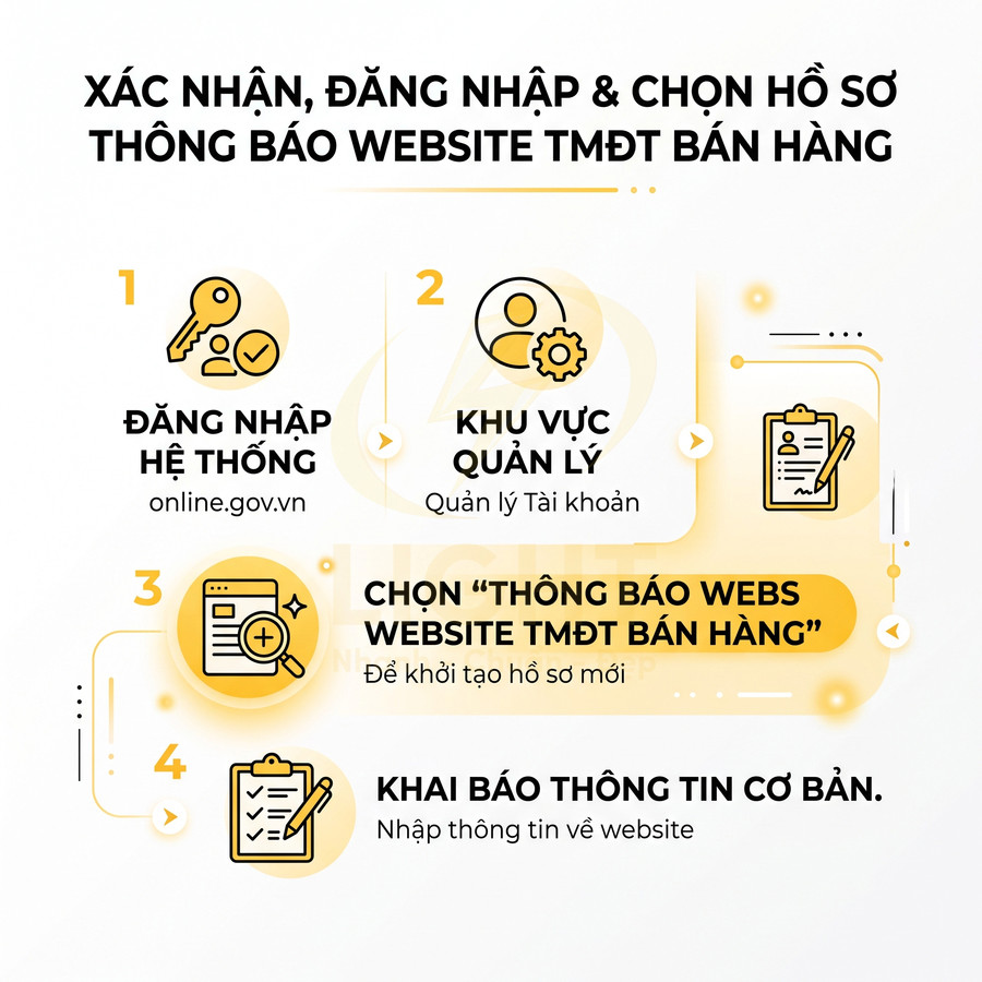 Hướng dẫn từng bước đăng nhập và khai báo thông tin thông báo website TMĐT bán hàng trên online.gov.vn
