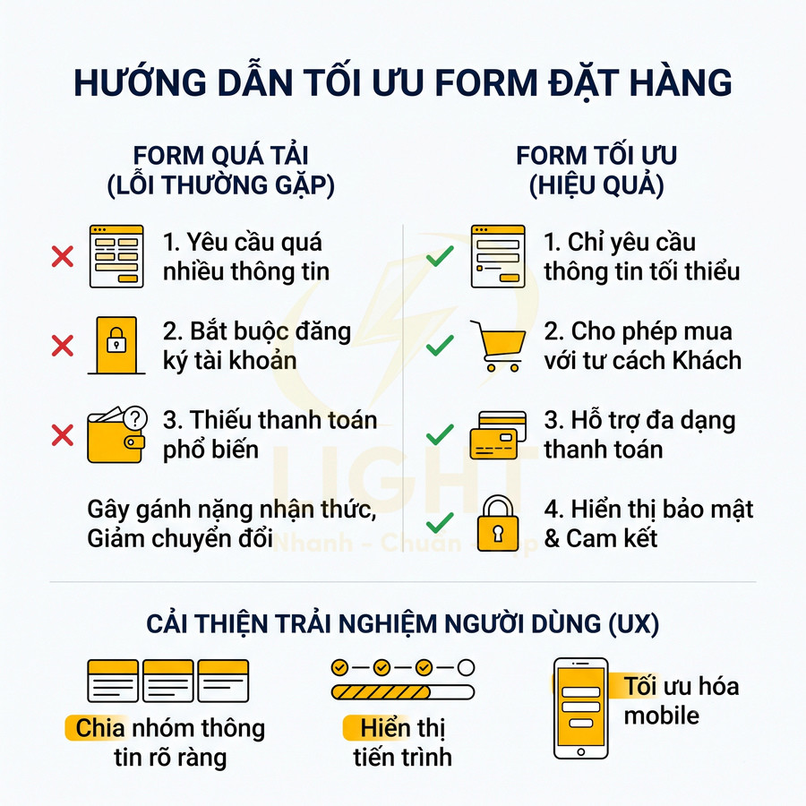 Hướng dẫn tối ưu form đặt hàng và cải thiện trải nghiệm người dùng UX trên website bán hàng