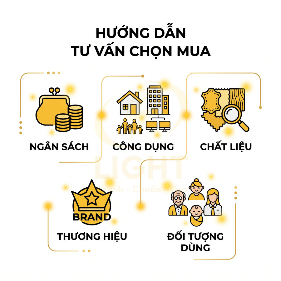 Hướng dẫn tư vấn chọn mua sản phẩm dựa trên ngân sách công dụng chất liệu thương hiệu và đối tượng dùng