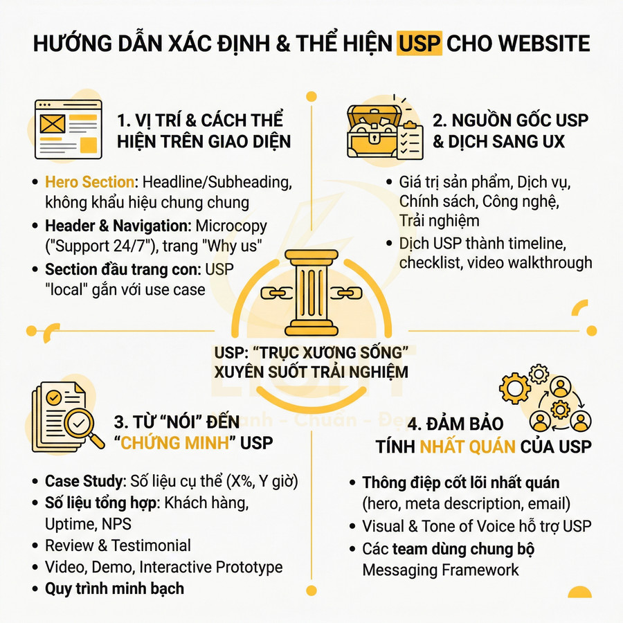 Hướng dẫn xác định và thể hiện USP trên website với 4 bước tối ưu trải nghiệm người dùng