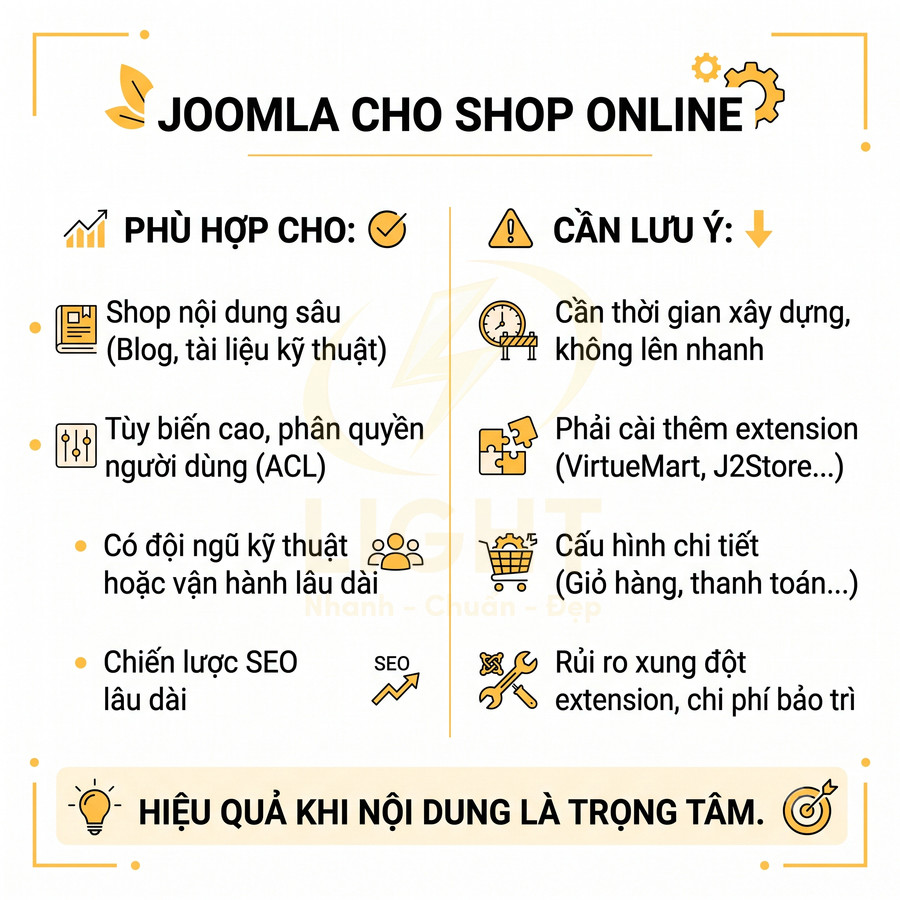 Làm website bán hàng bằng Joomla có phù hợp cho shop online không?