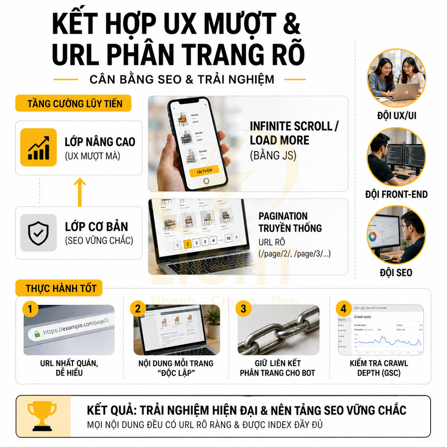 Hướng dẫn kết hợp UX mượt và URL phân trang rõ ràng để tối ưu SEO và trải nghiệm người dùng