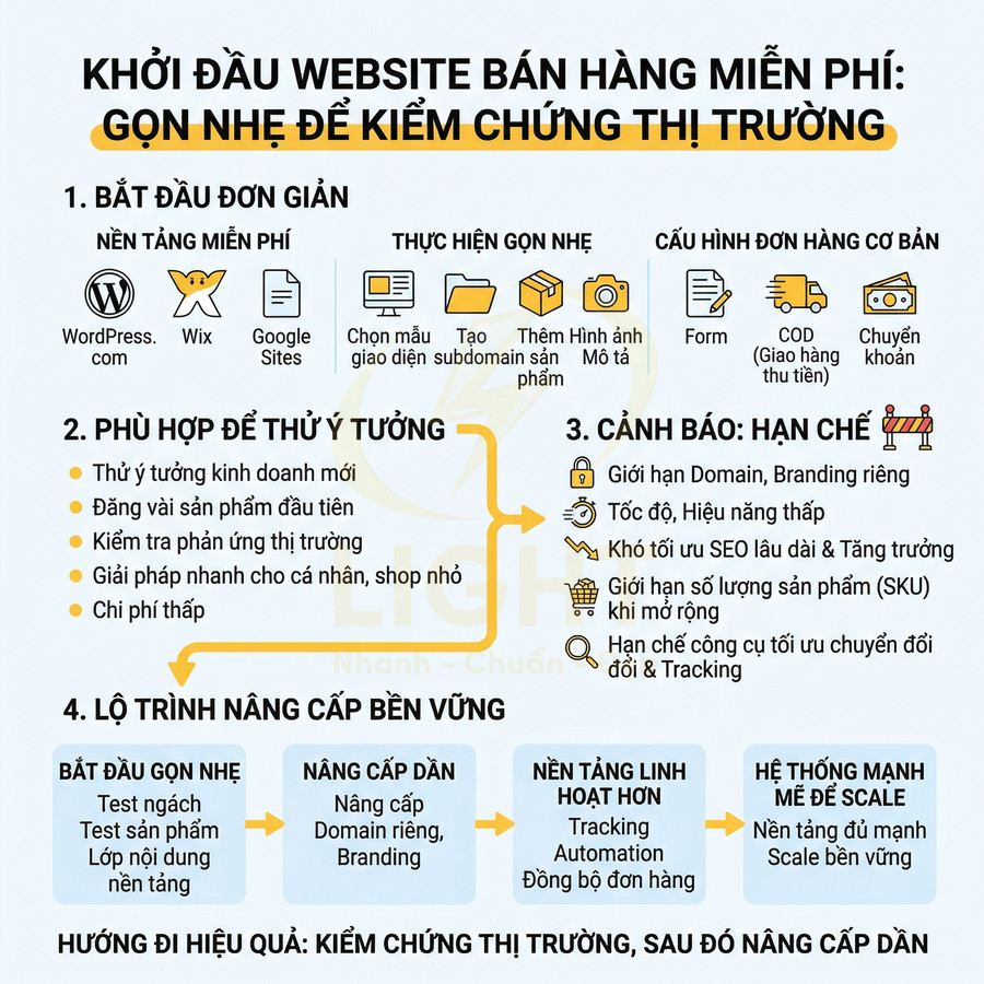 Cách tự tạo website bán hàng miễn phí