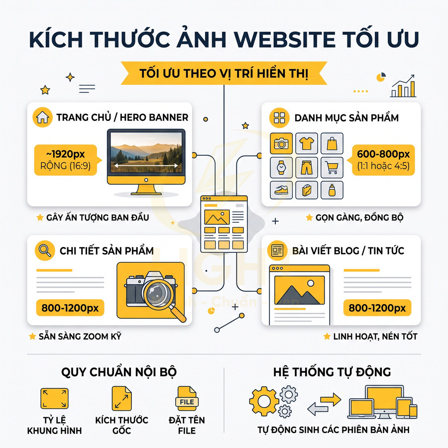 Hướng dẫn kích thước ảnh website tối ưu cho trang chủ, danh mục sản phẩm, chi tiết sản phẩm và bài viết blog
