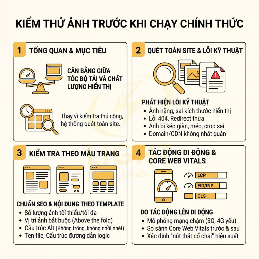 Hướng dẫn kiểm thử ảnh trước khi chạy chính thức tối ưu SEO và Core Web Vitals