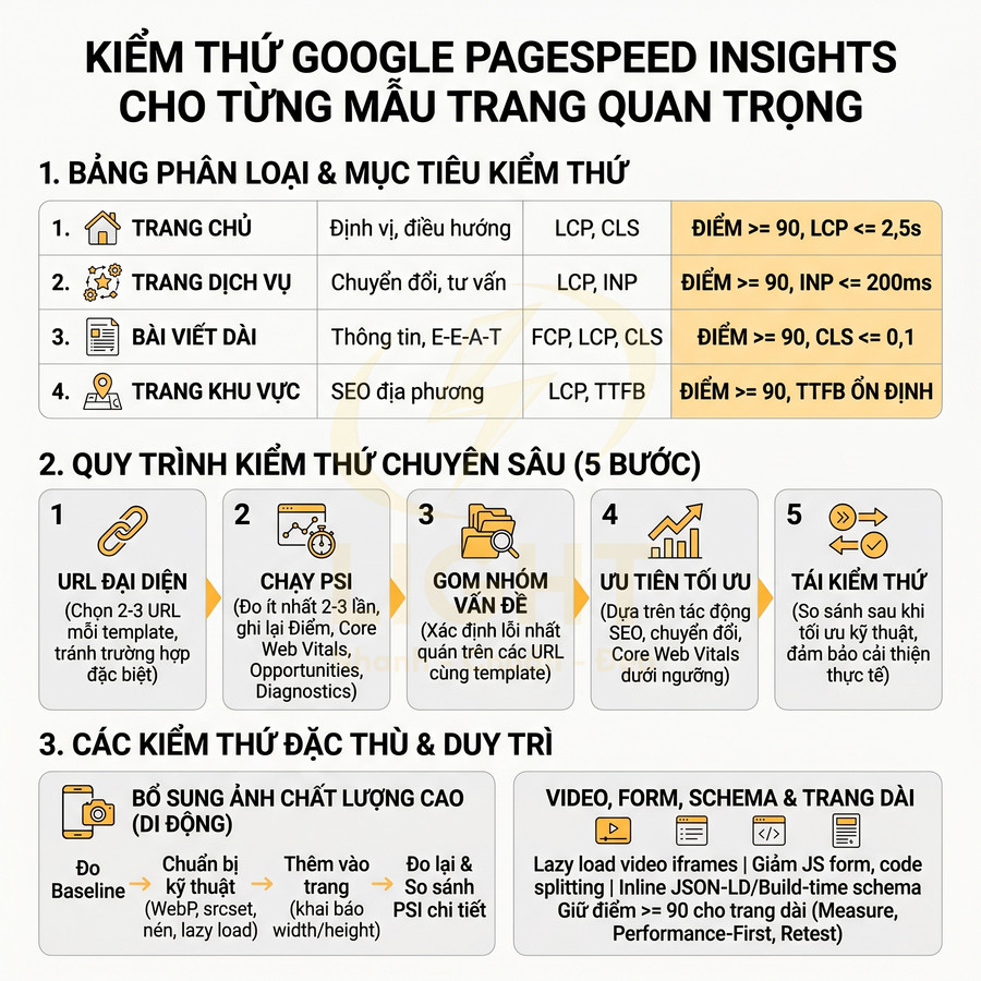 Hướng dẫn kiểm thử Google PageSpeed Insights cho các loại trang web quan trọng bằng quy trình 5 bước