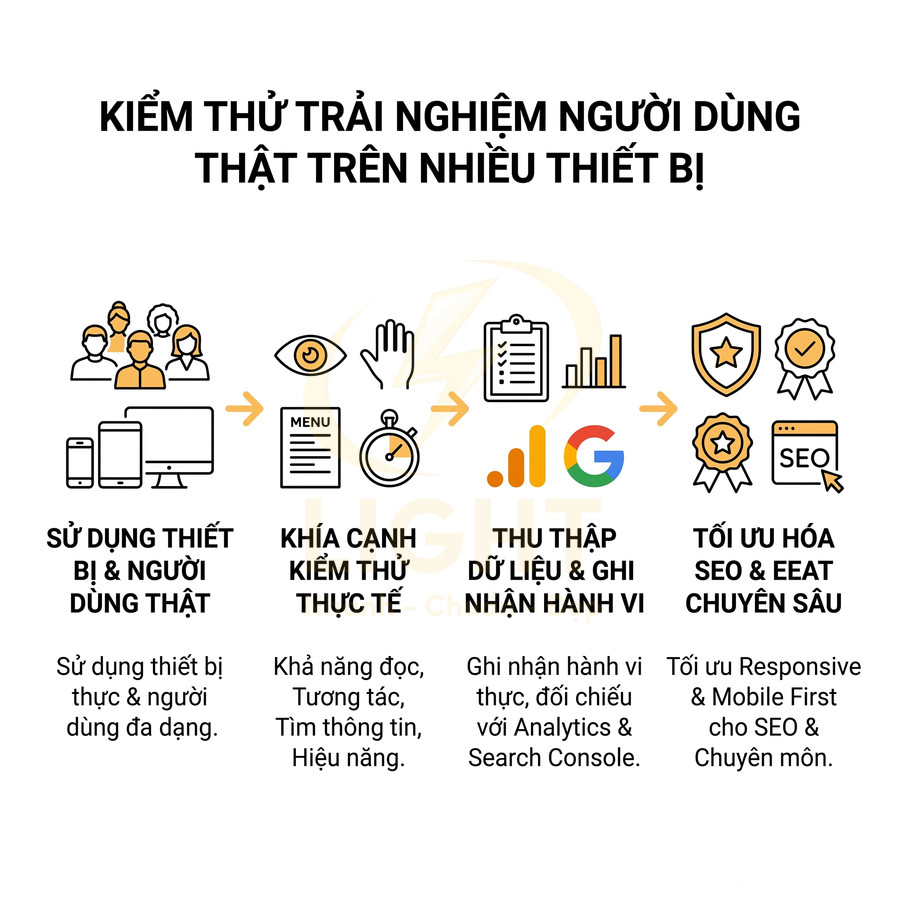 Quy trình kiểm thử trải nghiệm người dùng thực tế trên nhiều thiết bị để tối ưu SEO và EEAT