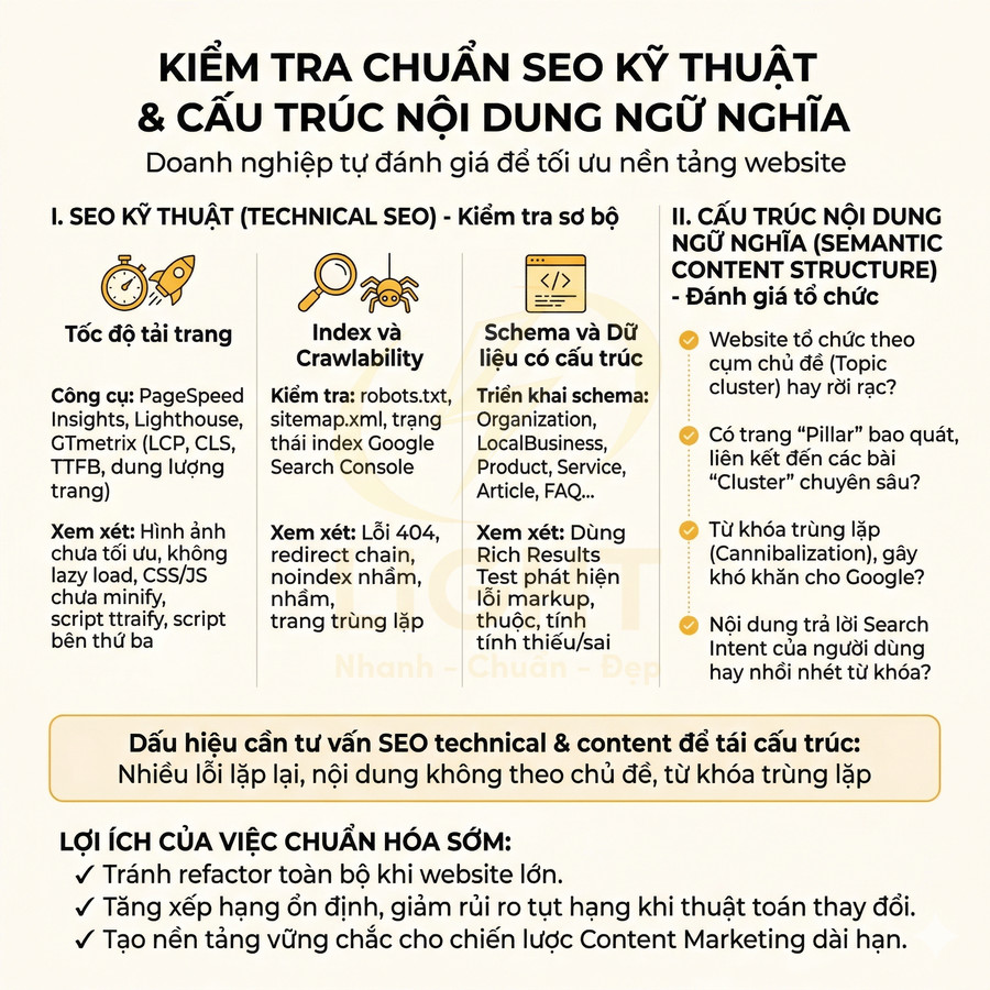 Hướng dẫn kiểm tra chuẩn SEO kỹ thuật và cấu trúc nội dung ngữ nghĩa cho website doanh nghiệp