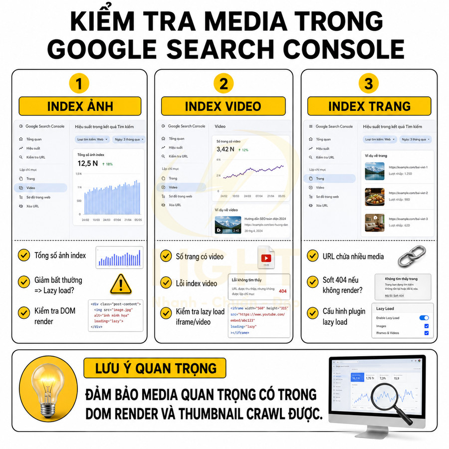 Hướng dẫn kiểm tra index ảnh, video và trang trong Google Search Console để tối ưu hiển thị media