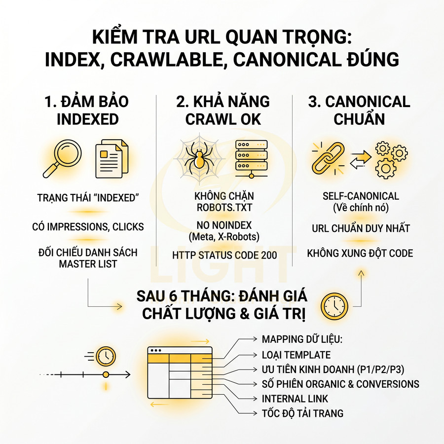 Hướng dẫn kiểm tra URL quan trọng về index, khả năng crawl và canonical chuẩn trong SEO