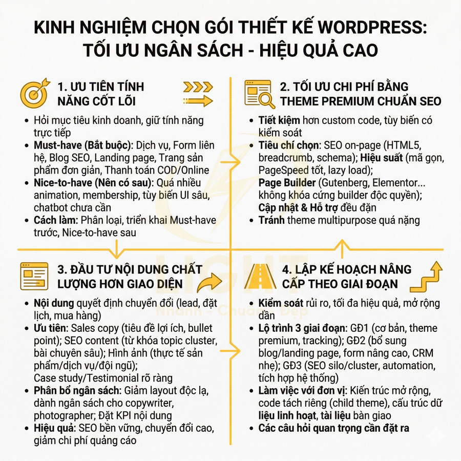 Infographic kinh nghiệm chọn gói thiết kế website WordPress tối ưu ngân sách và hiệu quả SEO