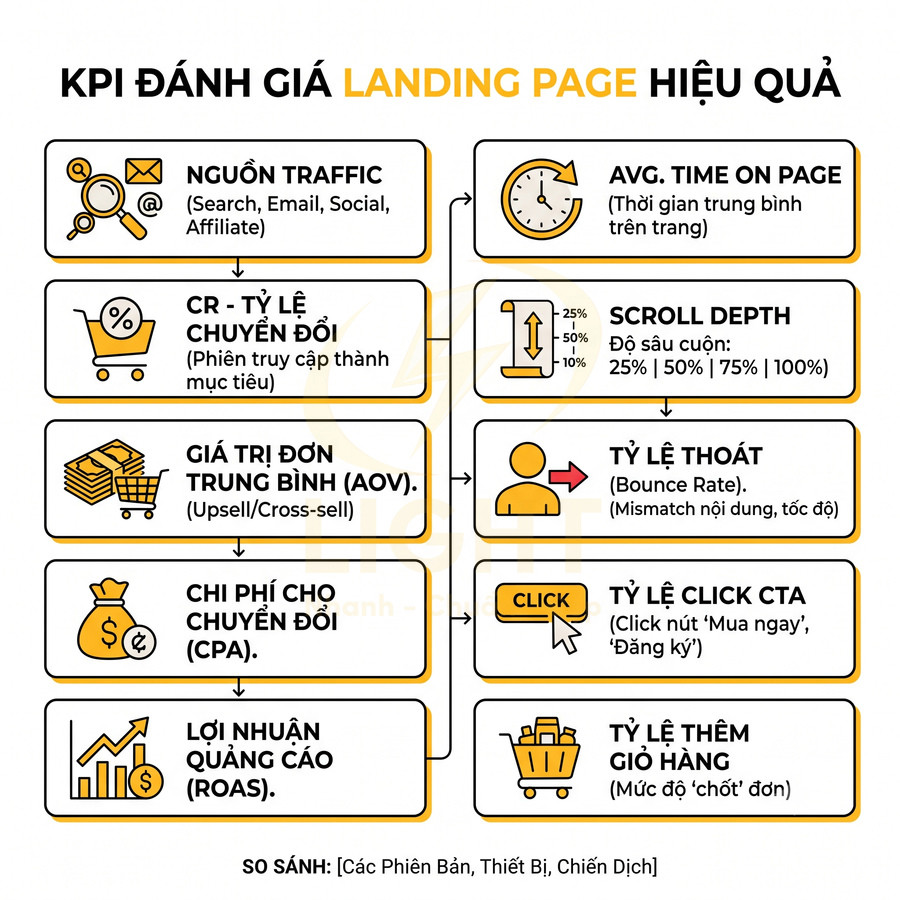 Các chỉ số KPI quan trọng để đánh giá hiệu quả landing page trong marketing online