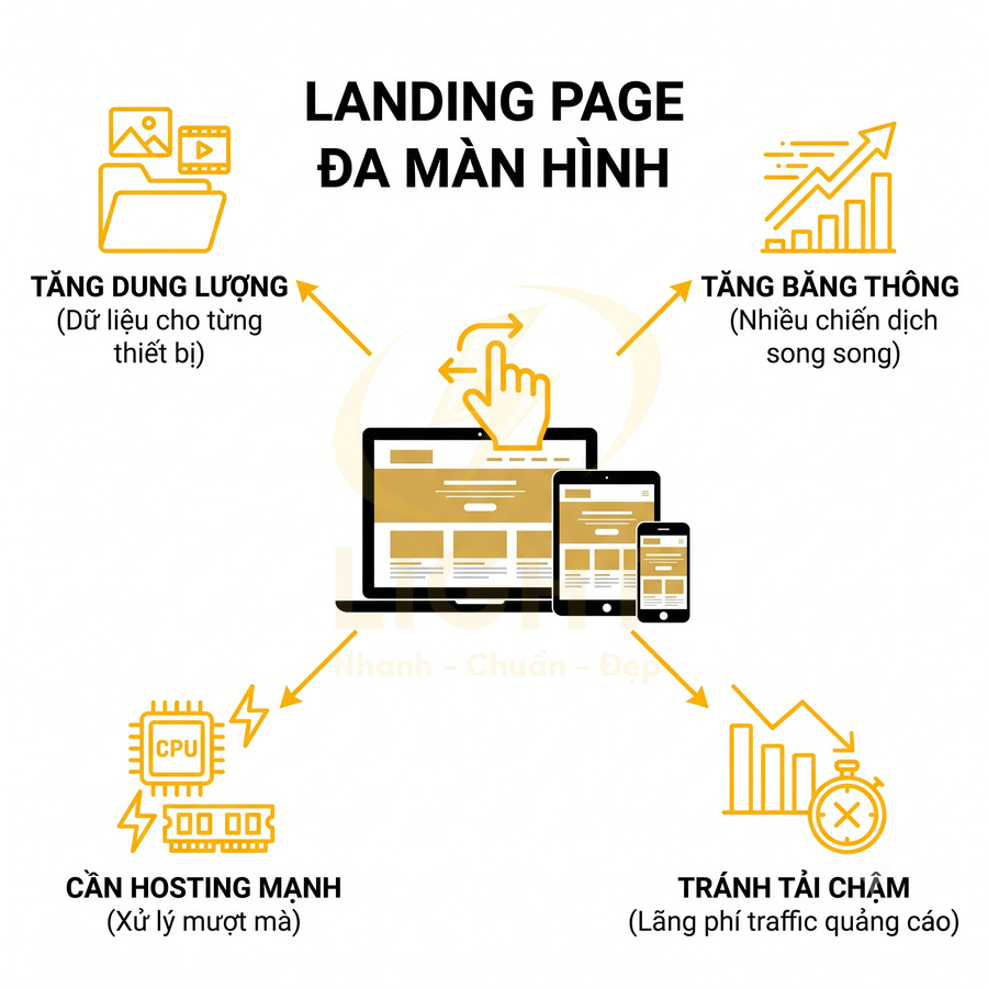 Mô tả lợi ích và yêu cầu kỹ thuật khi thiết kế landing page đa màn hình trên nhiều thiết bị