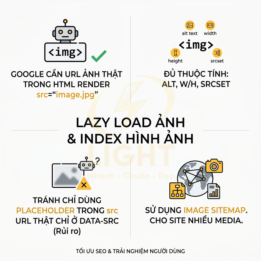 Hướng dẫn tối ưu lazy load ảnh và index hình ảnh cho SEO với ví dụ thẻ img và image sitemap