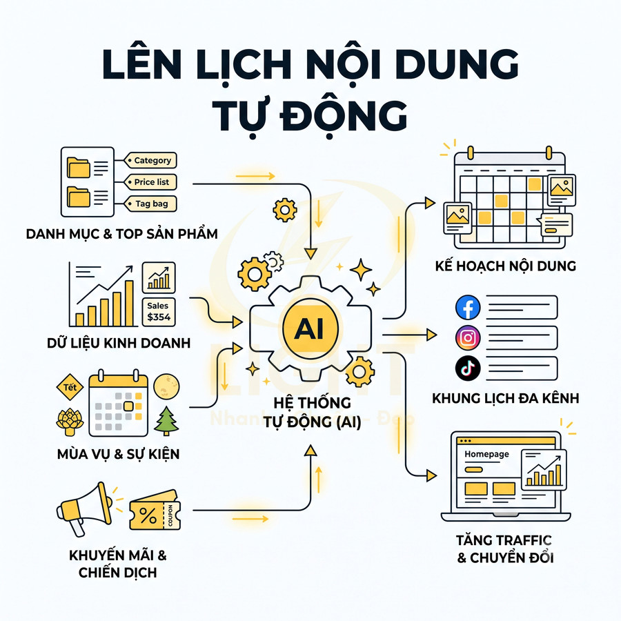Hệ thống AI tự động lên lịch nội dung marketing đa kênh từ dữ liệu sản phẩm và chiến dịch
