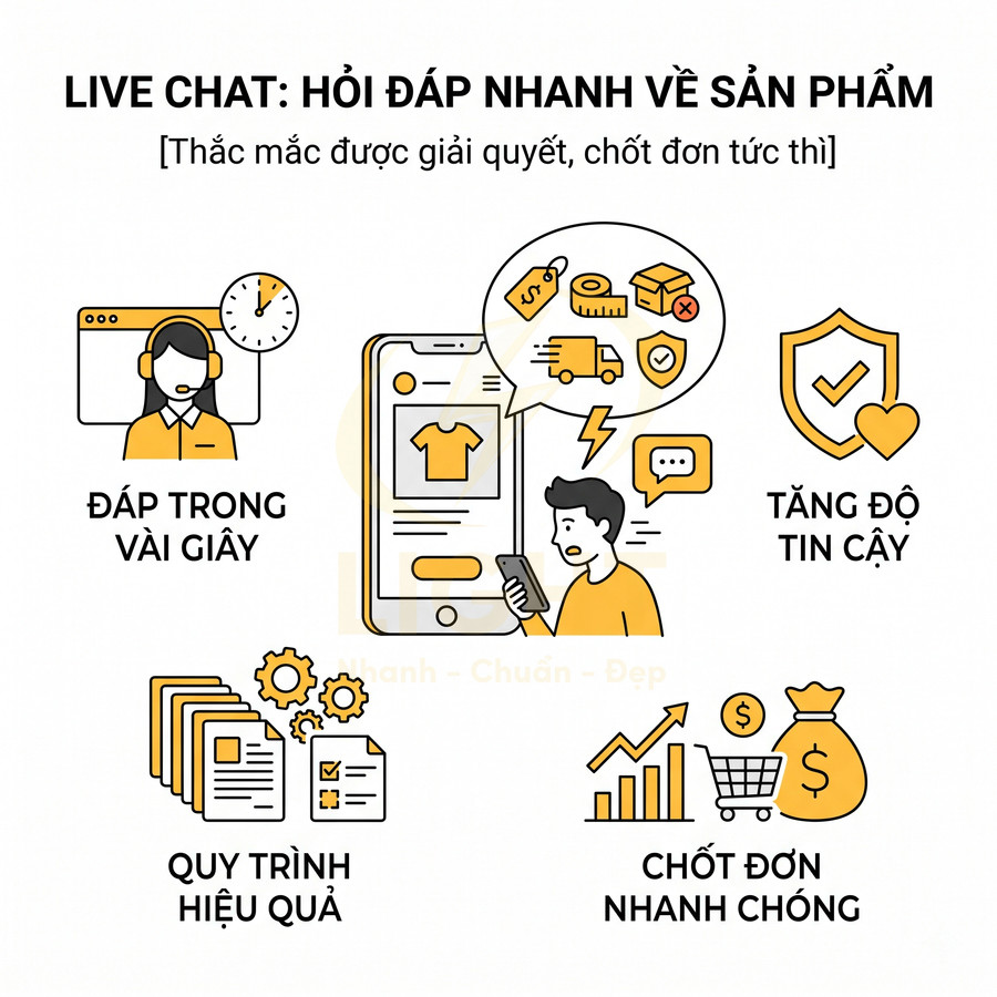 Live chat tư vấn sản phẩm online giúp giải đáp nhanh, tăng độ tin cậy và chốt đơn hiệu quả
