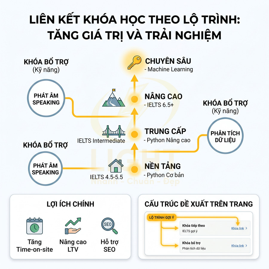 Lộ trình khóa học IELTS và Python từ nền tảng đến nâng cao, kèm khóa bổ trợ speaking và phân tích dữ liệu