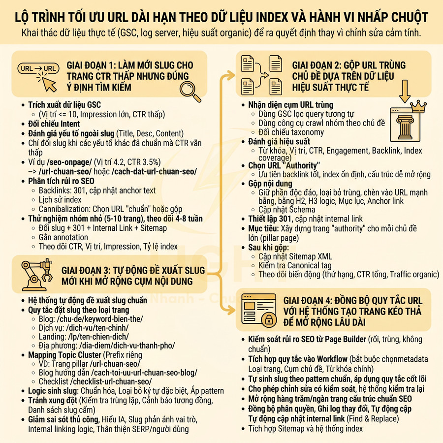 Lộ trình tối ưu URL dài hạn theo dữ liệu index và hành vi nhấp chuột trong SEO