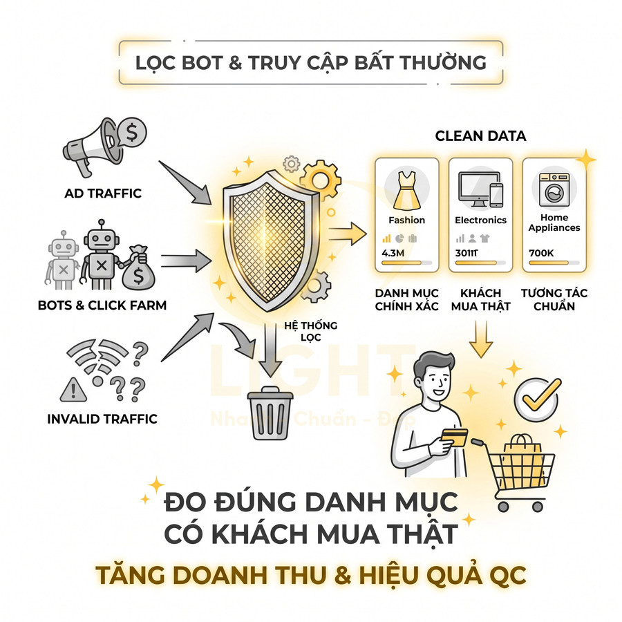 Giải pháp lọc bot và truy cập bất thường giúp tạo dữ liệu sạch, nhắm đúng khách hàng thật và tăng hiệu quả quảng cáo
