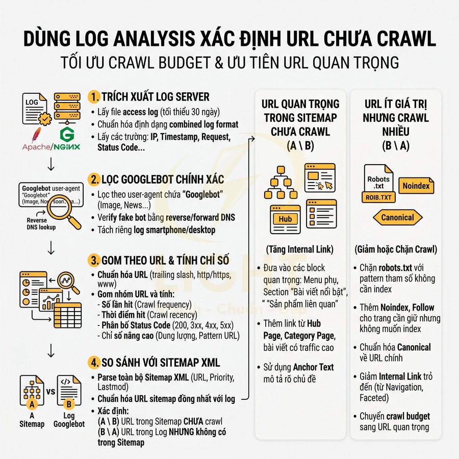 Hướng dẫn dùng log analysis xác định URL chưa crawl để tối ưu crawl budget và ưu tiên URL quan trọng trong SEO