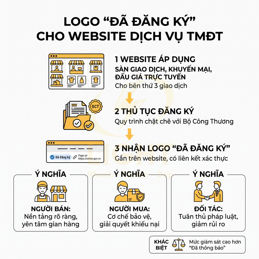 Hướng dẫn đăng ký logo Đã đăng ký cho website dịch vụ thương mại điện tử và ý nghĩa với người bán, người mua, đối tác