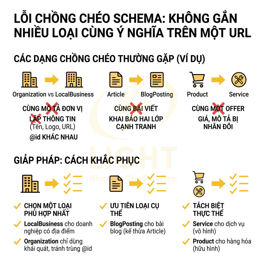 Hướng dẫn xử lý lỗi chồng chéo schema trên một URL và cách chọn loại schema phù hợp cho website SEO