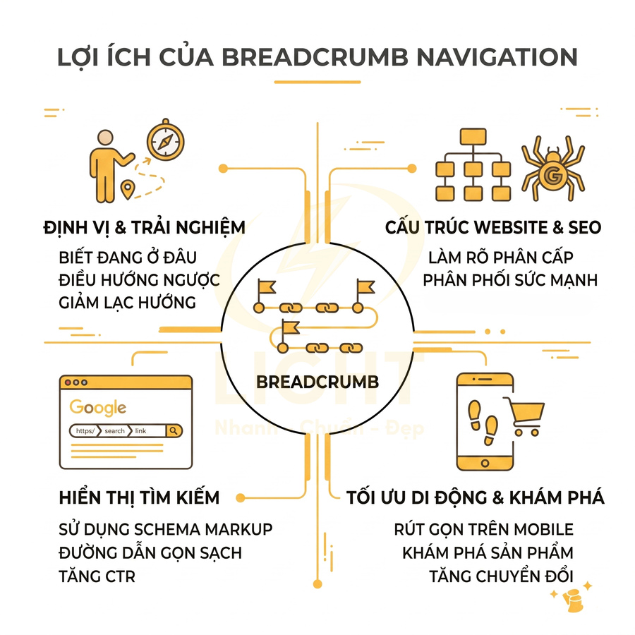 Breadcrumb trên website bán hàng có tác dụng gì cho SEO và UX?