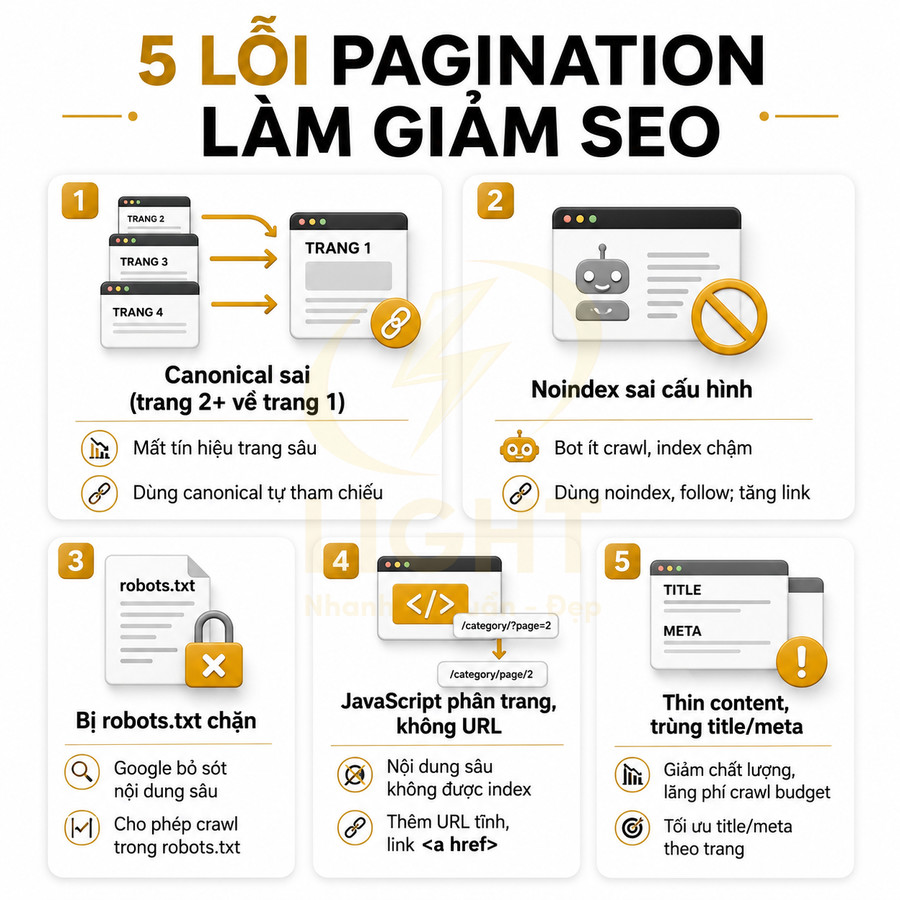 5 lỗi phân trang pagination thường gặp làm giảm hiệu quả SEO trên website