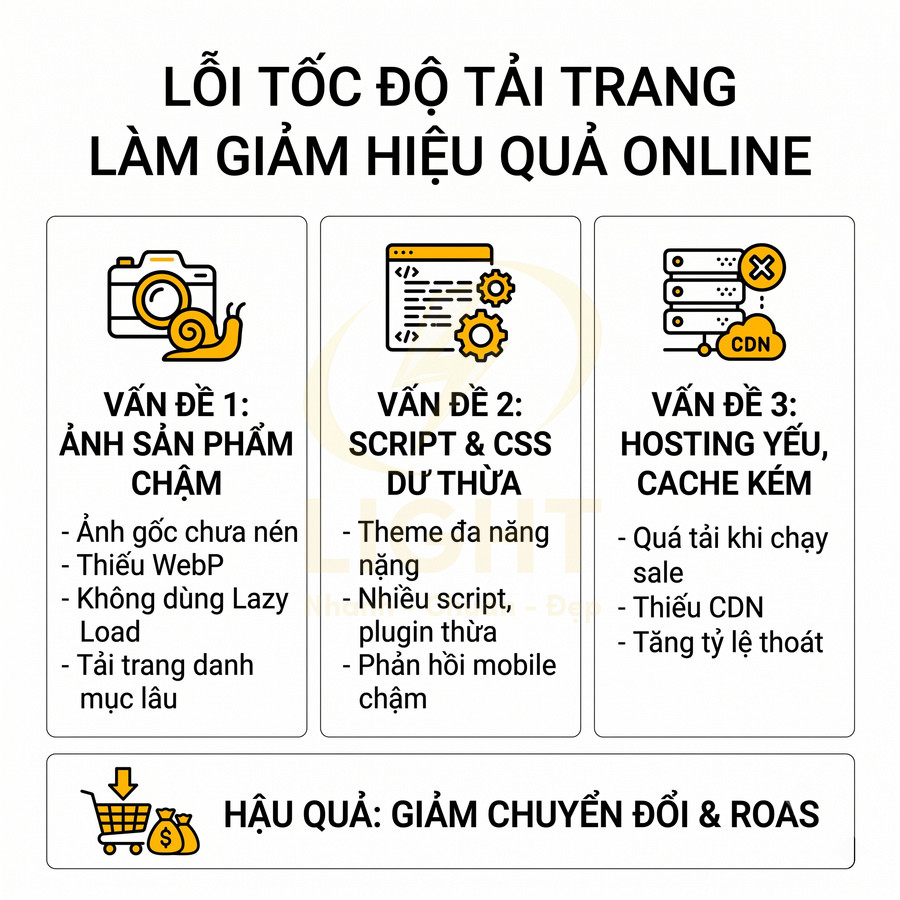 Lỗi tốc độ tải trang ảnh hưởng hiệu quả bán hàng online và các nguyên nhân chính cần tối ưu