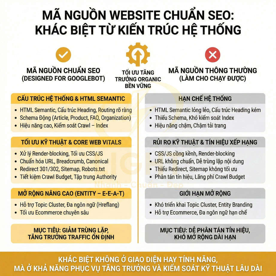 Mã nguồn website chuẩn seo khác gì so với mã nguồn thông thường?