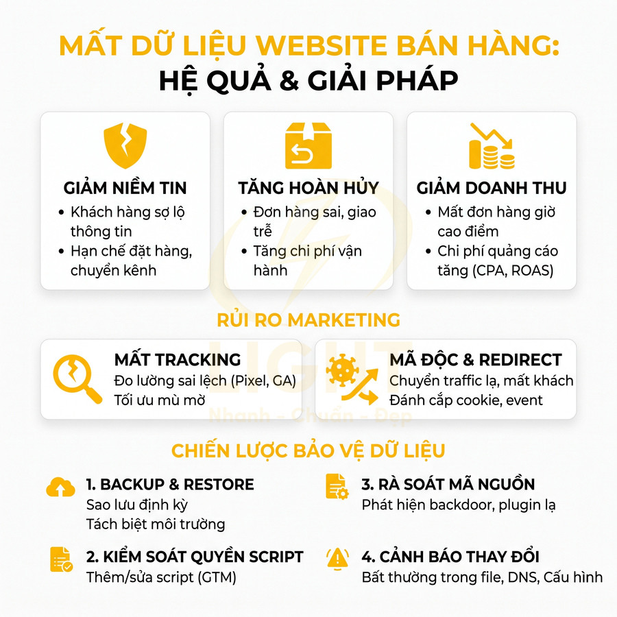 Mất dữ liệu website bán hàng hậu quả rủi ro marketing và chiến lược bảo vệ dữ liệu chi tiết