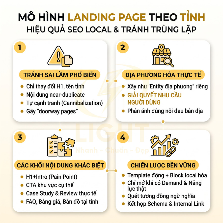 Mỗi tỉnh một landing page: làm sao để không bị trùng lặp nội dung?