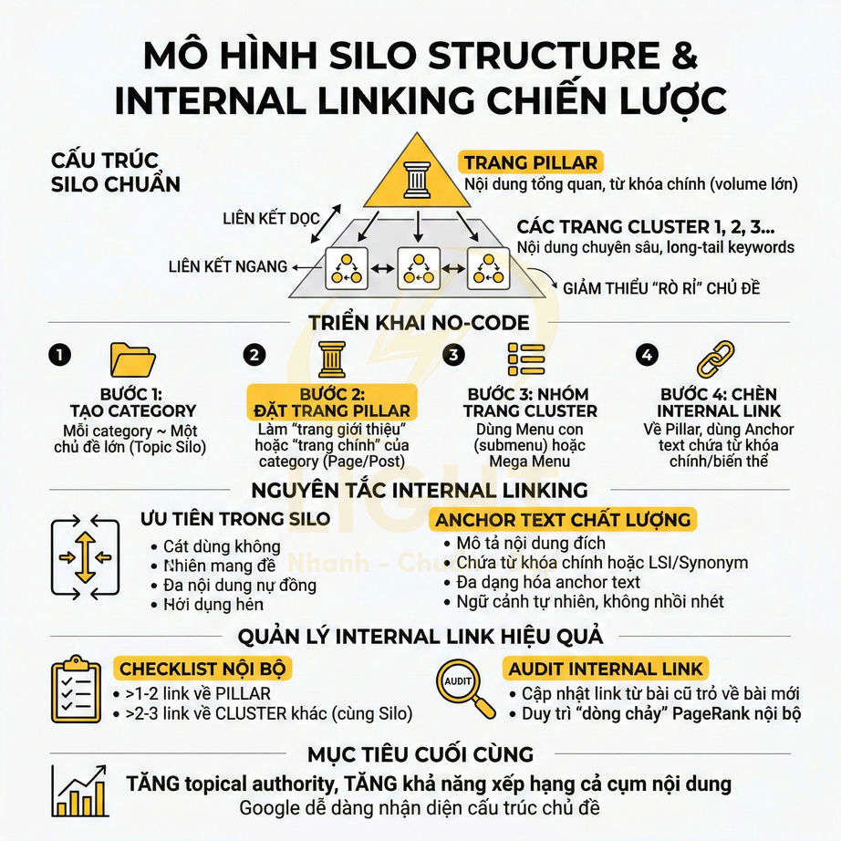 Mô hình silo structure và internal linking chiến lược cho website SEO bằng tiếng Việt
