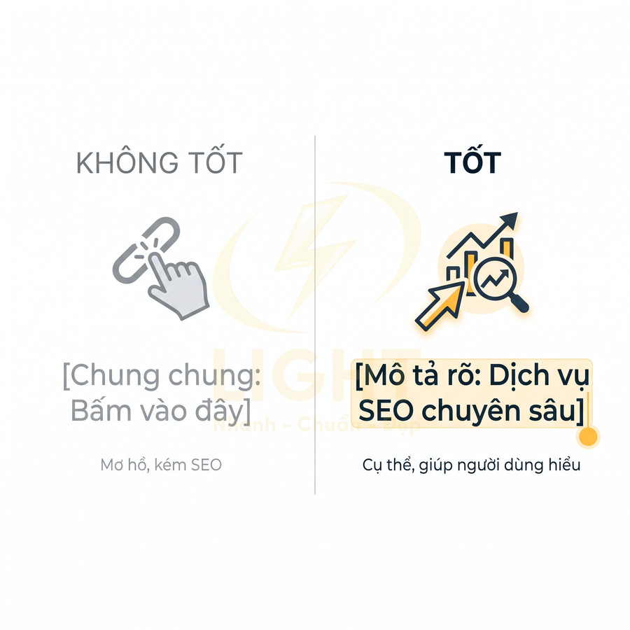 So sánh ví dụ CTA không tốt và tốt trong dịch vụ SEO, nhấn mạnh mô tả rõ ràng giúp người dùng hiểu