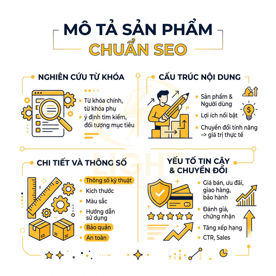 Cách viết mô tả sản phẩm chuẩn SEO cho website bán hàng