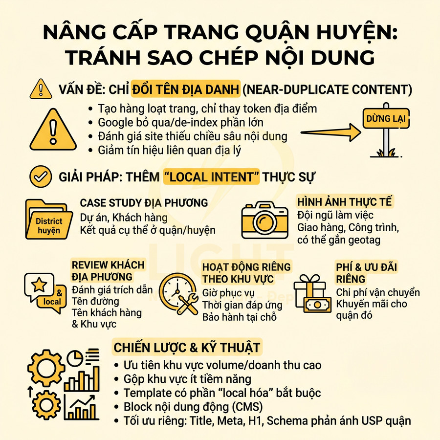 Hướng dẫn SEO local cho trang quận huyện với giải pháp thêm local intent và chiến lược nội dung chi tiết