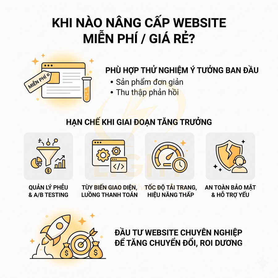 Infographic hướng dẫn khi nào nên nâng cấp website miễn phí giá rẻ và lý do cần đầu tư website chuyên nghiệp