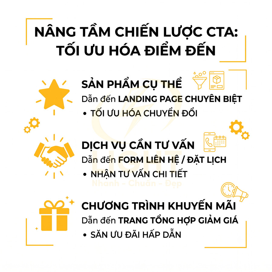 Hướng dẫn tối ưu hóa CTA với điểm đến cho sản phẩm, dịch vụ tư vấn và chương trình khuyến mãi